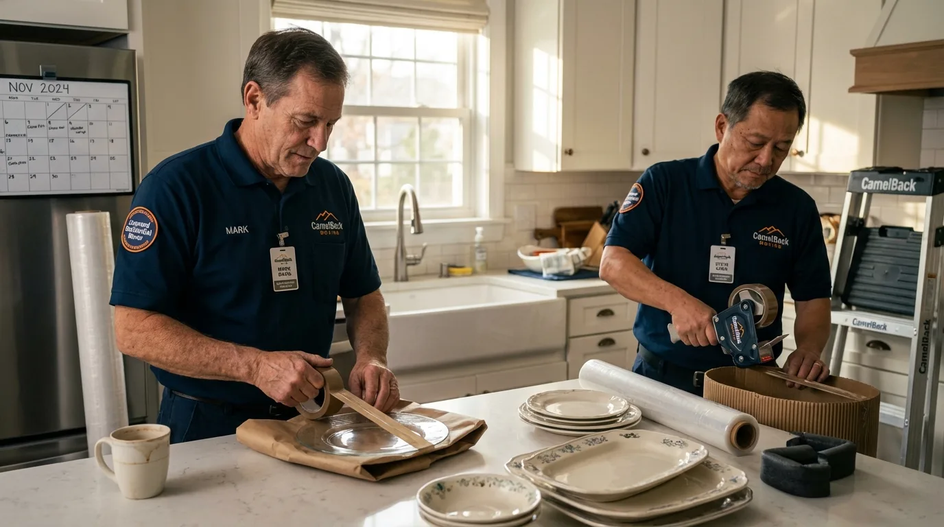 Professional crew packing kitchen dishware in Hawthorne, NV